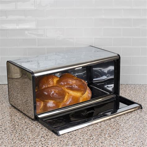 stainless steel bread box for inside a drawer|large bread box for countertop.